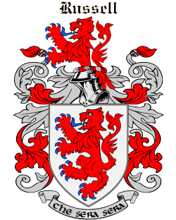 Russell family crest Russell family crest